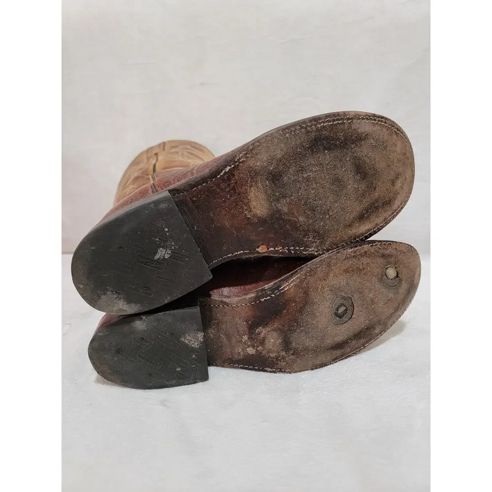 Tony Lama Conquistador Brown Leather Cowboy Boots #7941 MENS 11 D **